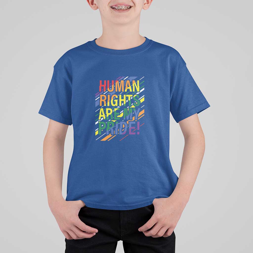 Proud Ally T Shirt For Kid Human Rights Are My Pride Rainbow LGBT Flag - Wonder Print Shop