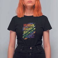 Proud Ally T Shirt For Women Human Rights Are My Pride Rainbow LGBT Flag - Wonder Print Shop