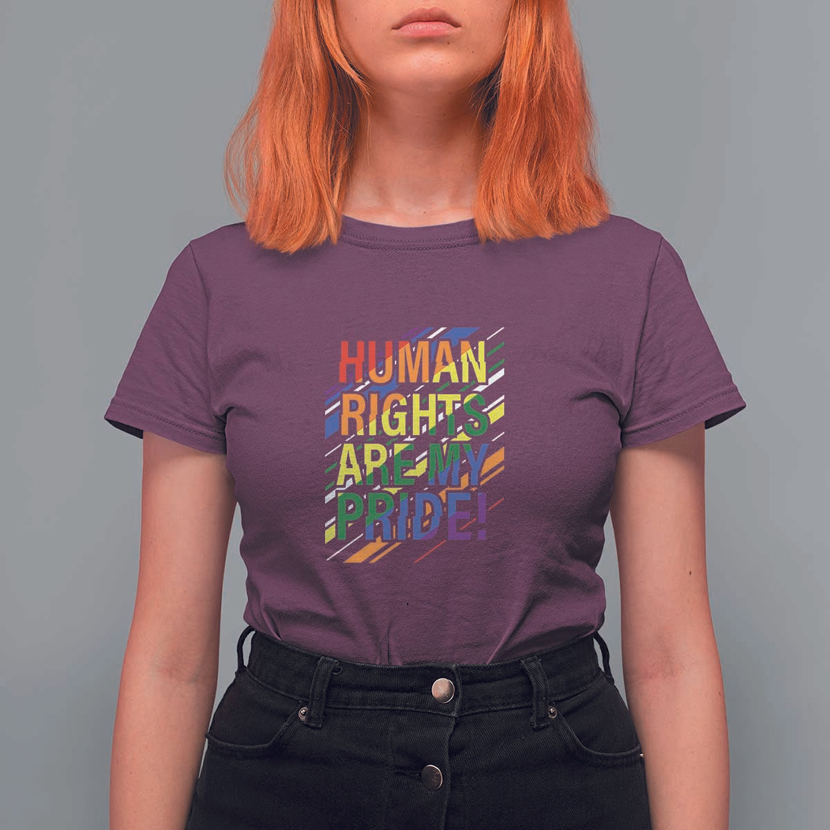 Proud Ally T Shirt For Women Human Rights Are My Pride Rainbow LGBT Flag - Wonder Print Shop