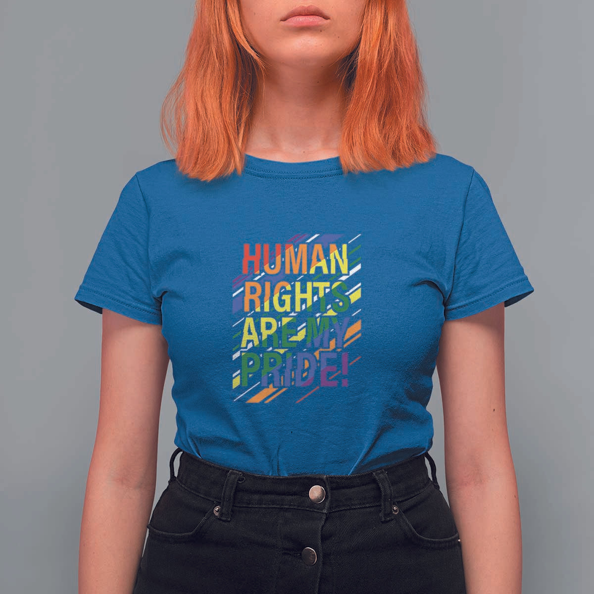Proud Ally T Shirt For Women Human Rights Are My Pride Rainbow LGBT Flag - Wonder Print Shop