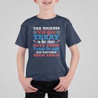 Funny The Rockets Red Glare Terry In His Chair His Reverse Needs Repair T Shirt For Kid 4th Of July Meme - Wonder Print Shop