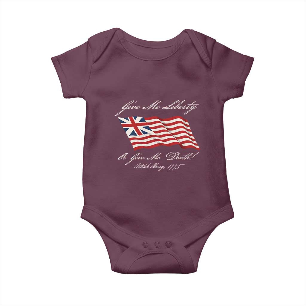 Give Me Liberty Or Give Me Death Patrick Henry Baby Onesie Vintage Grand Union Flag - Wonder Print Shop