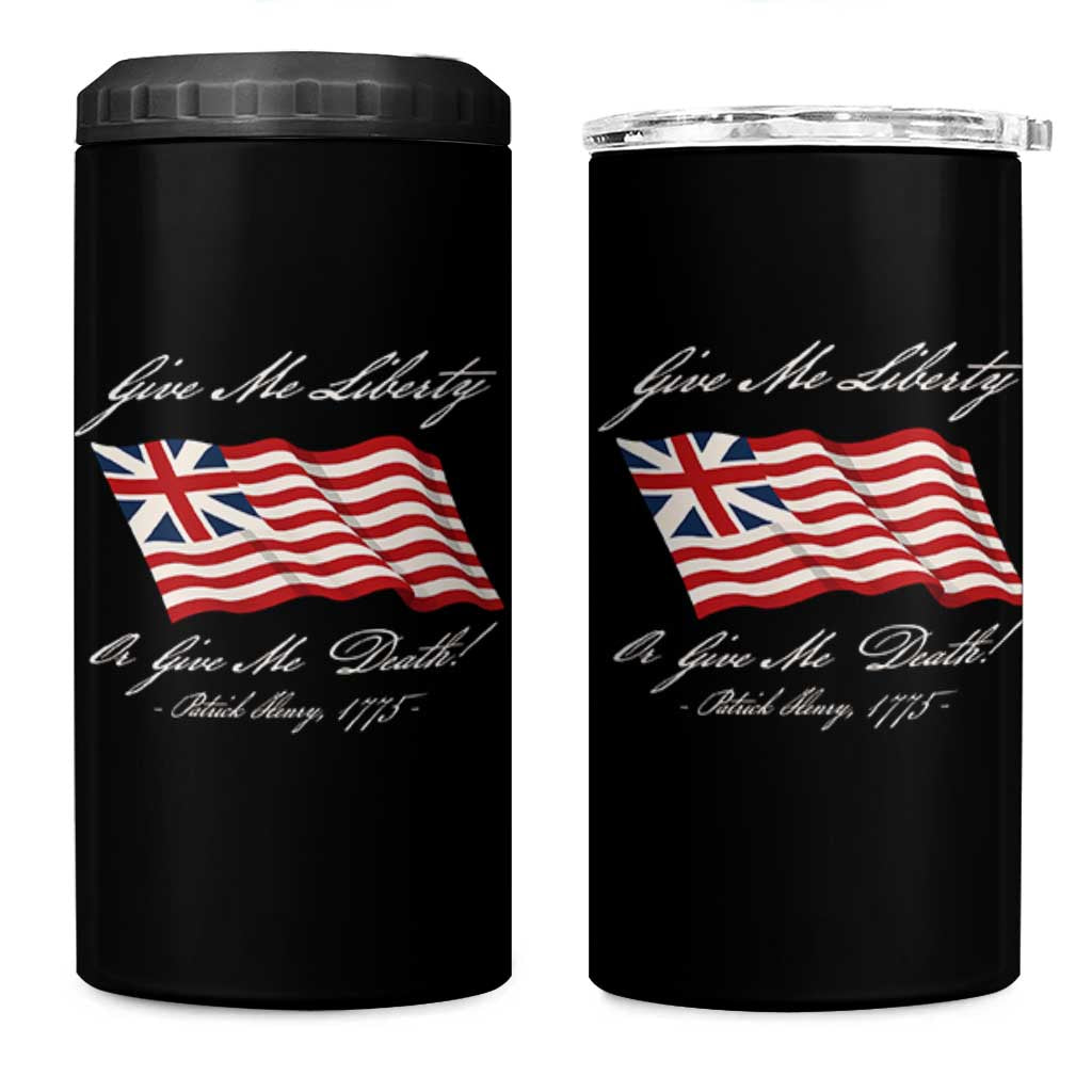 Give Me Liberty Or Give Me Death Patrick Henry 4 in 1 Can Cooler Tumbler Vintage Grand Union Flag - Wonder Print Shop