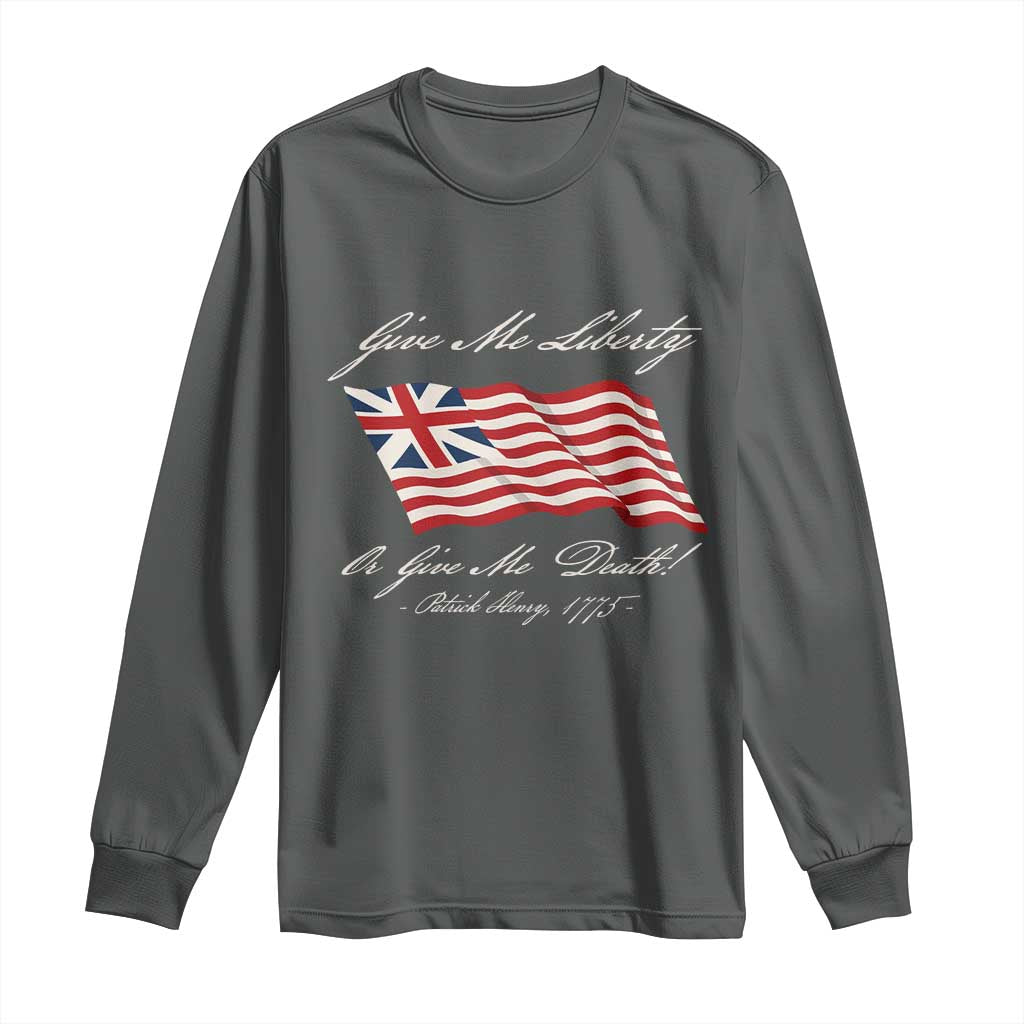 Give Me Liberty Or Give Me Death Patrick Henry Long Sleeve Shirt Vintage Grand Union Flag - Wonder Print Shop