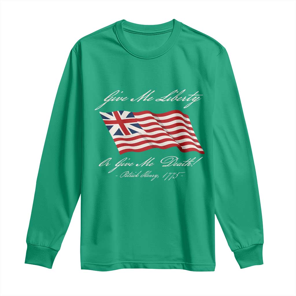 Give Me Liberty Or Give Me Death Patrick Henry Long Sleeve Shirt Vintage Grand Union Flag - Wonder Print Shop