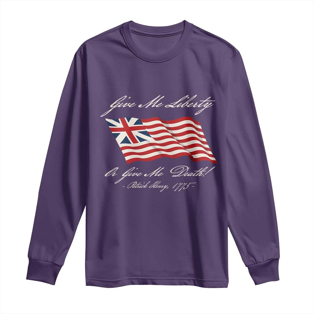 Give Me Liberty Or Give Me Death Patrick Henry Long Sleeve Shirt Vintage Grand Union Flag - Wonder Print Shop