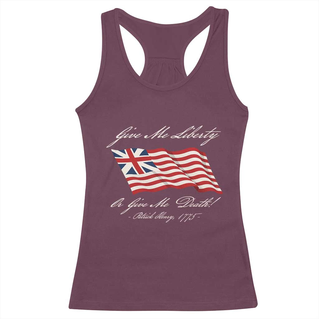 Give Me Liberty Or Give Me Death Patrick Henry Racerback Tank Top Vintage Grand Union Flag - Wonder Print Shop