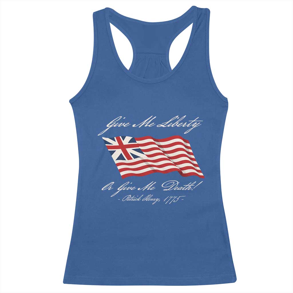 Give Me Liberty Or Give Me Death Patrick Henry Racerback Tank Top Vintage Grand Union Flag - Wonder Print Shop