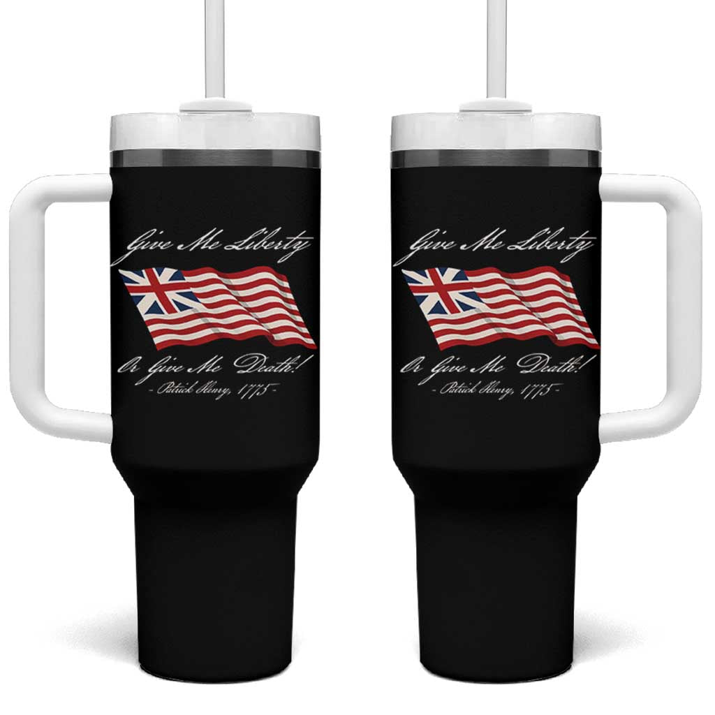 Give Me Liberty Or Give Me Death Patrick Henry Tumbler With Handle Vintage Grand Union Flag - Wonder Print Shop