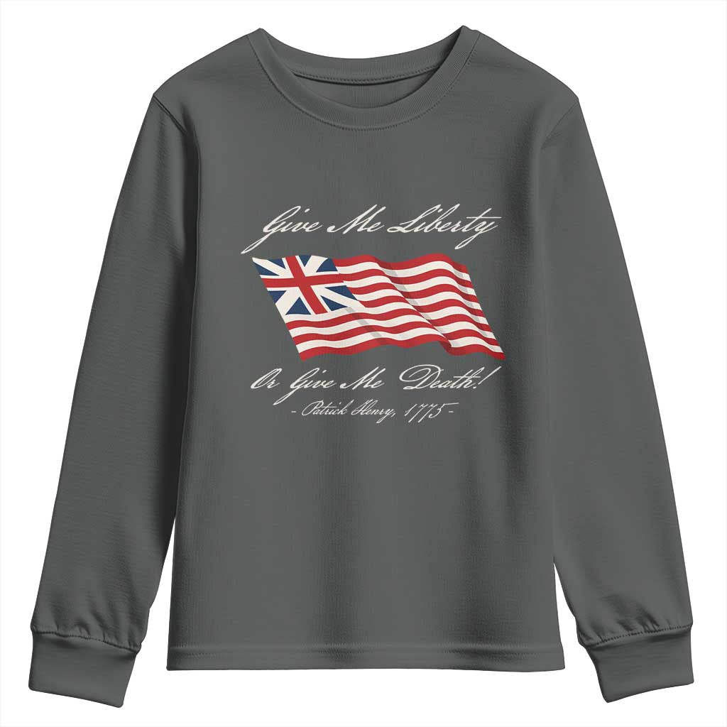 Give Me Liberty Or Give Me Death Patrick Henry Youth Sweatshirt Vintage Grand Union Flag - Wonder Print Shop