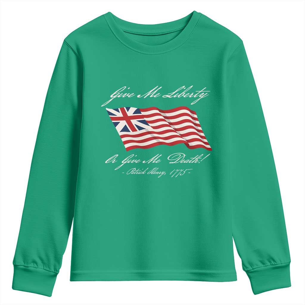 Give Me Liberty Or Give Me Death Patrick Henry Youth Sweatshirt Vintage Grand Union Flag - Wonder Print Shop