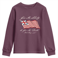 Give Me Liberty Or Give Me Death Patrick Henry Youth Sweatshirt Vintage Grand Union Flag - Wonder Print Shop