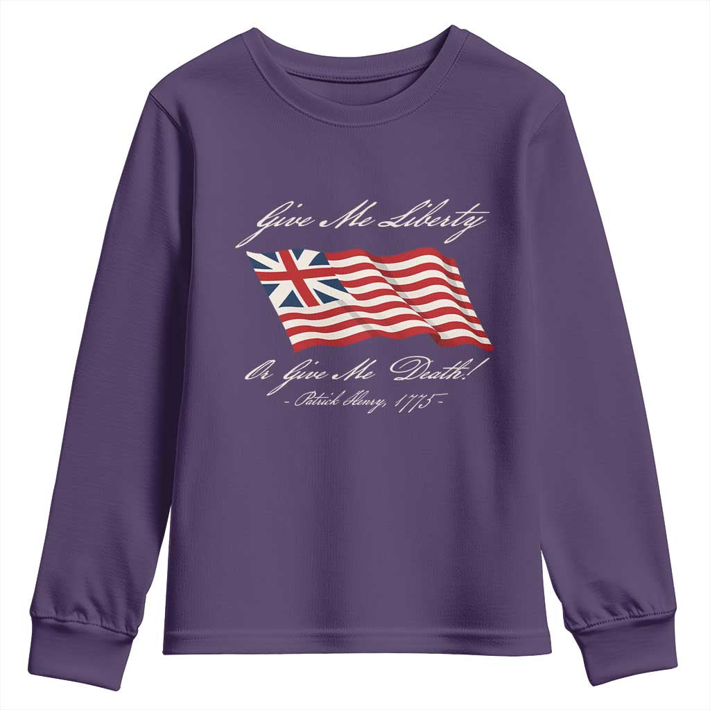 Give Me Liberty Or Give Me Death Patrick Henry Youth Sweatshirt Vintage Grand Union Flag - Wonder Print Shop