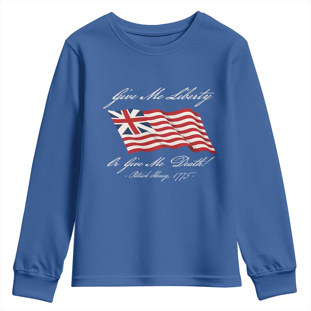 Give Me Liberty Or Give Me Death Patrick Henry Youth Sweatshirt Vintage Grand Union Flag - Wonder Print Shop