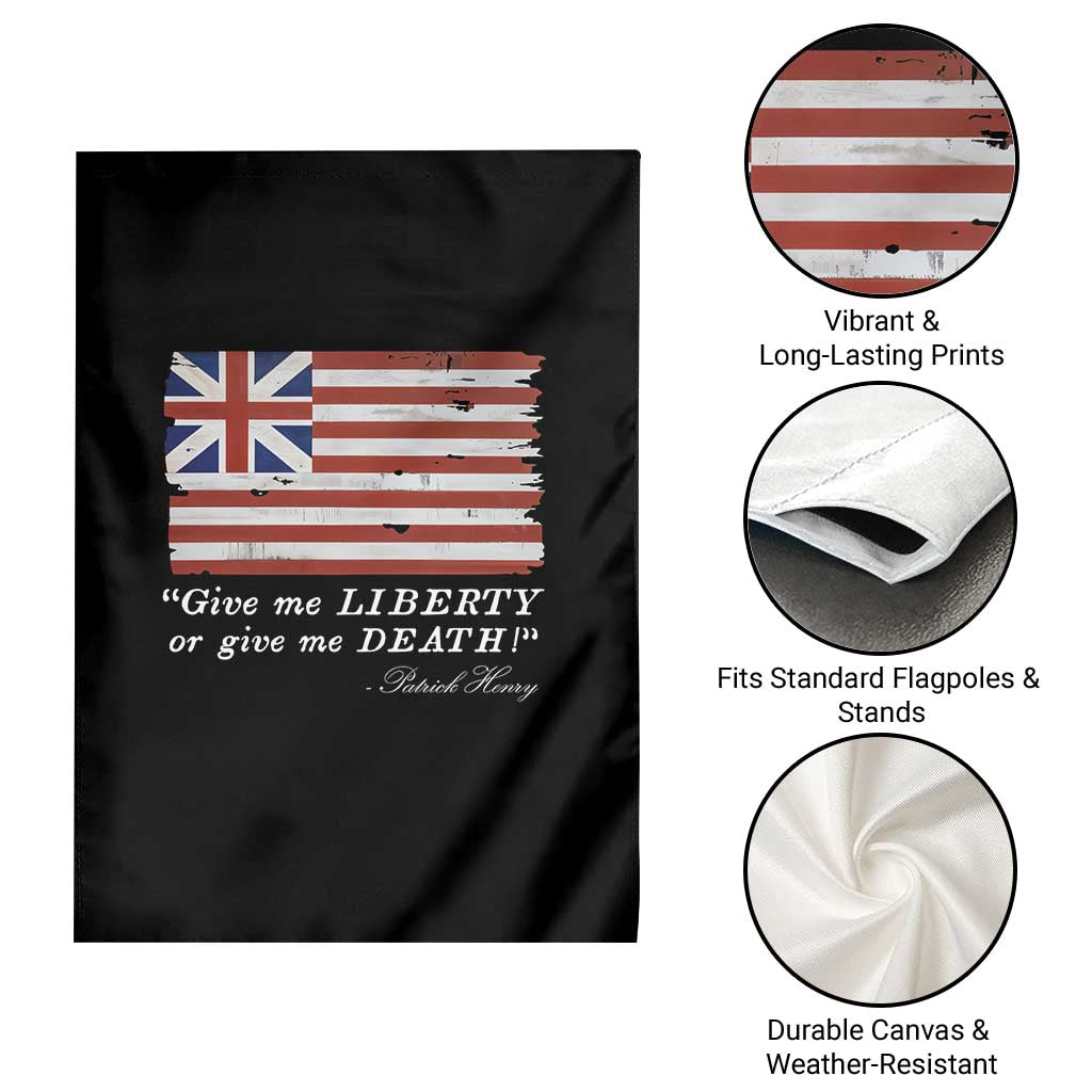 Funny Give Me Liberty Or Give Me Death Garden Flag Patrick Henry Quote Grand Union Flag - Wonder Print Shop