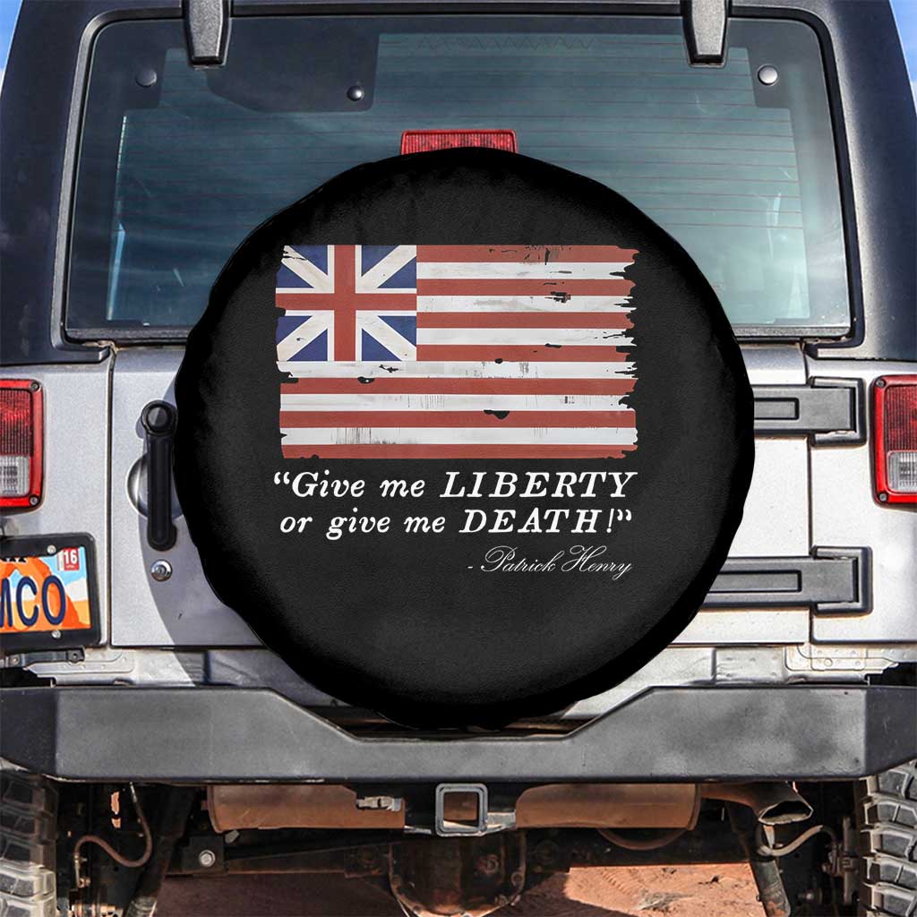 Funny Give Me Liberty Or Give Me Death Spare Tire Cover Patrick Henry Quote Grand Union Flag - Wonder Print Shop