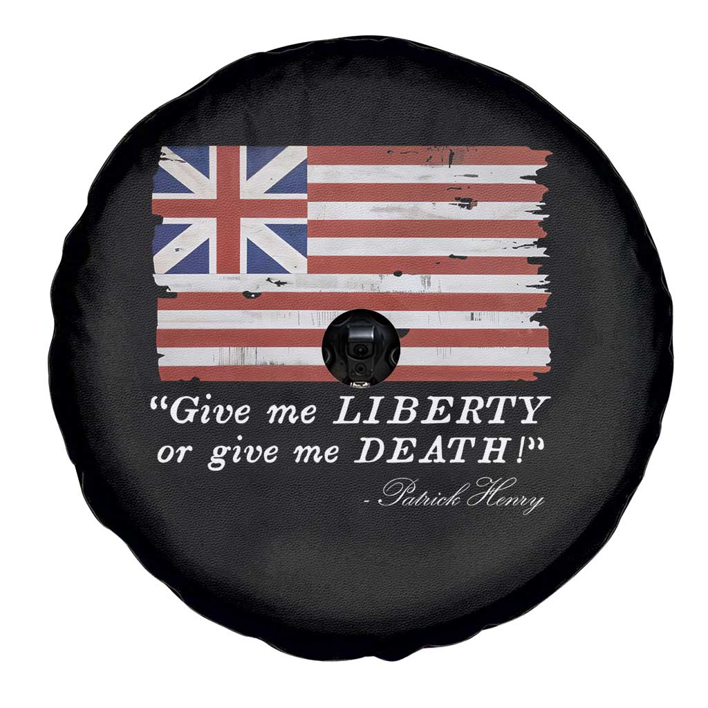Funny Give Me Liberty Or Give Me Death Spare Tire Cover Patrick Henry Quote Grand Union Flag - Wonder Print Shop