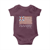 Funny Give Me Liberty Or Give Me Death Baby Onesie Patrick Henry Quote Grand Union Flag - Wonder Print Shop