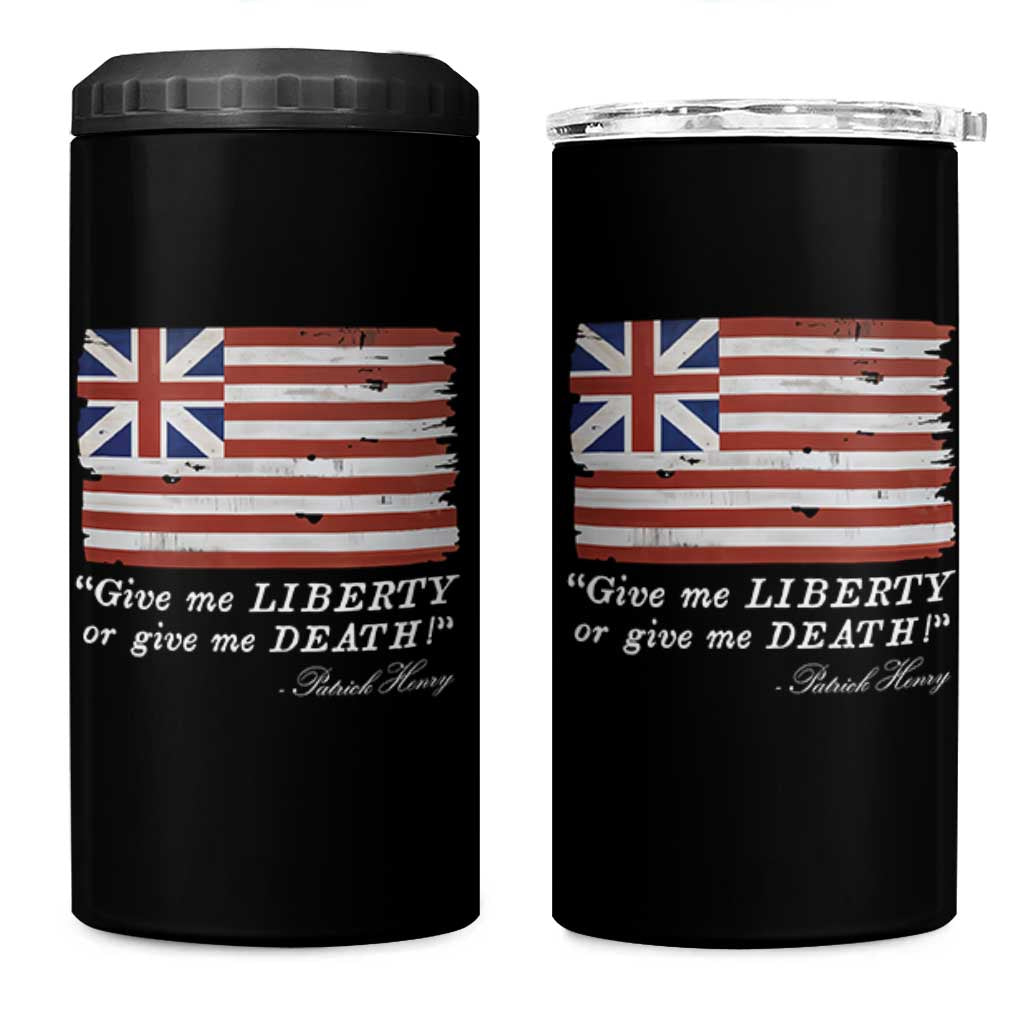 Funny Give Me Liberty Or Give Me Death 4 in 1 Can Cooler Tumbler Patrick Henry Quote Grand Union Flag - Wonder Print Shop