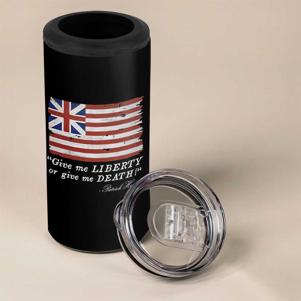 Funny Give Me Liberty Or Give Me Death 4 in 1 Can Cooler Tumbler Patrick Henry Quote Grand Union Flag - Wonder Print Shop