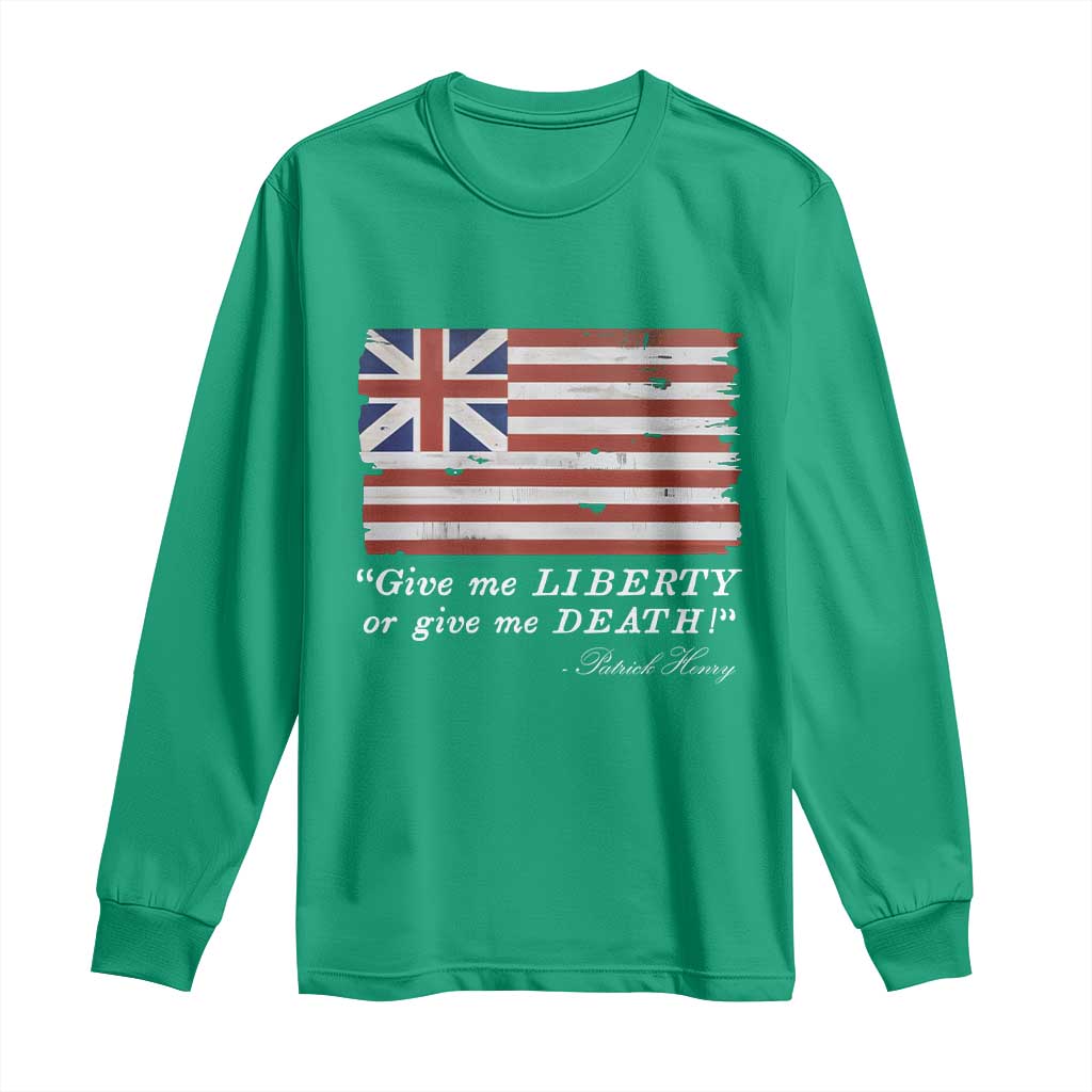 Funny Give Me Liberty Or Give Me Death Long Sleeve Shirt Patrick Henry Quote Grand Union Flag - Wonder Print Shop