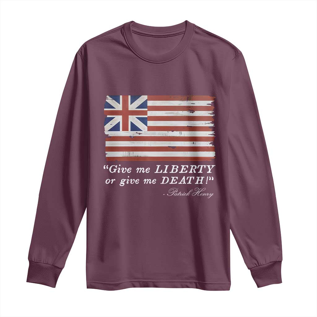 Funny Give Me Liberty Or Give Me Death Long Sleeve Shirt Patrick Henry Quote Grand Union Flag - Wonder Print Shop