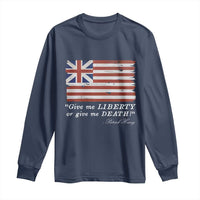 Funny Give Me Liberty Or Give Me Death Long Sleeve Shirt Patrick Henry Quote Grand Union Flag - Wonder Print Shop