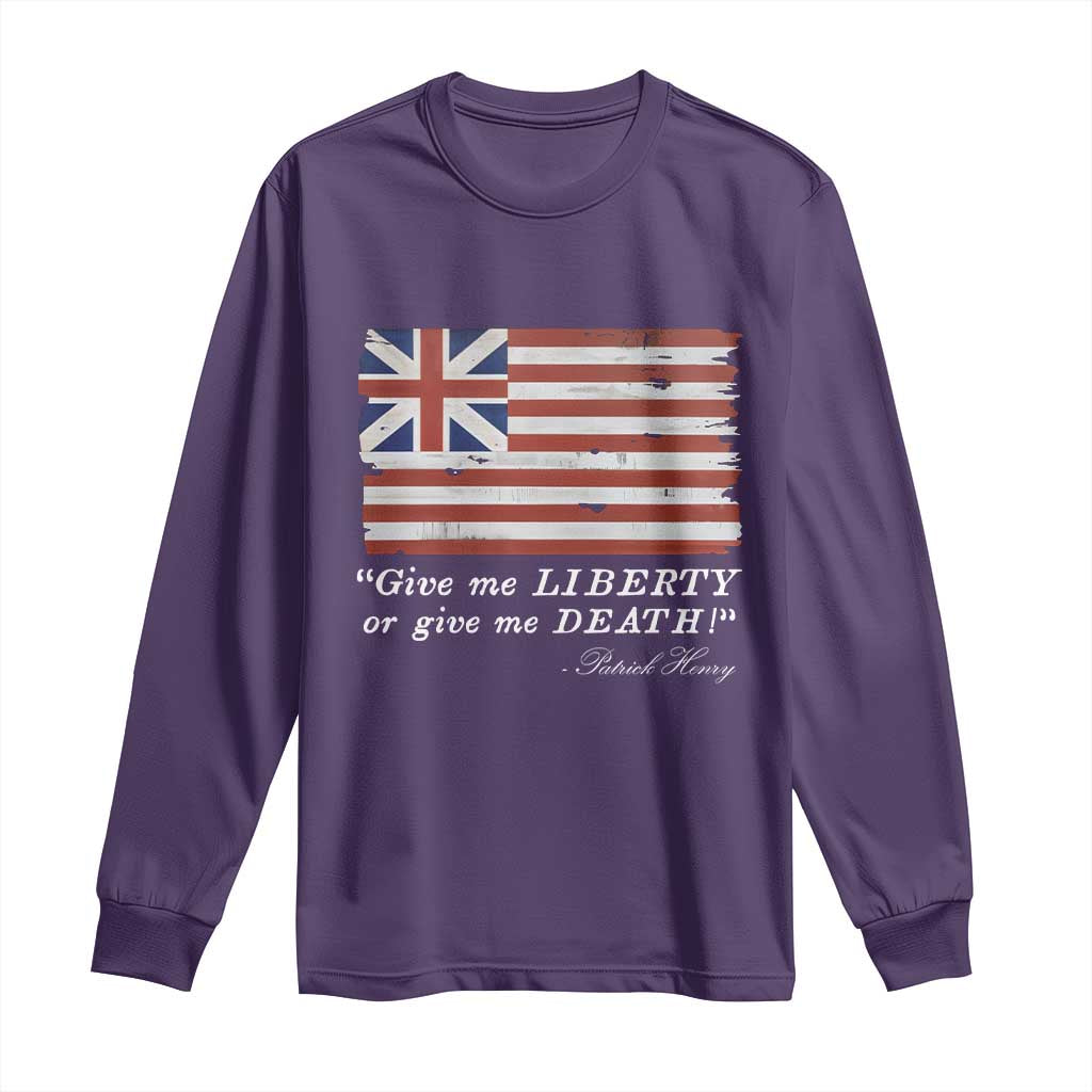 Funny Give Me Liberty Or Give Me Death Long Sleeve Shirt Patrick Henry Quote Grand Union Flag - Wonder Print Shop
