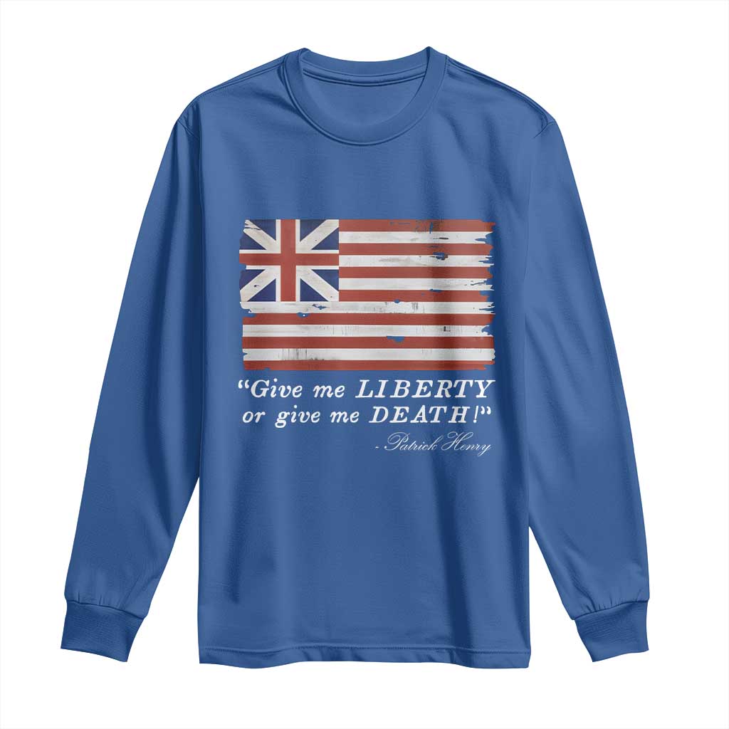 Funny Give Me Liberty Or Give Me Death Long Sleeve Shirt Patrick Henry Quote Grand Union Flag - Wonder Print Shop