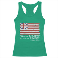 Funny Give Me Liberty Or Give Me Death Racerback Tank Top Patrick Henry Quote Grand Union Flag - Wonder Print Shop