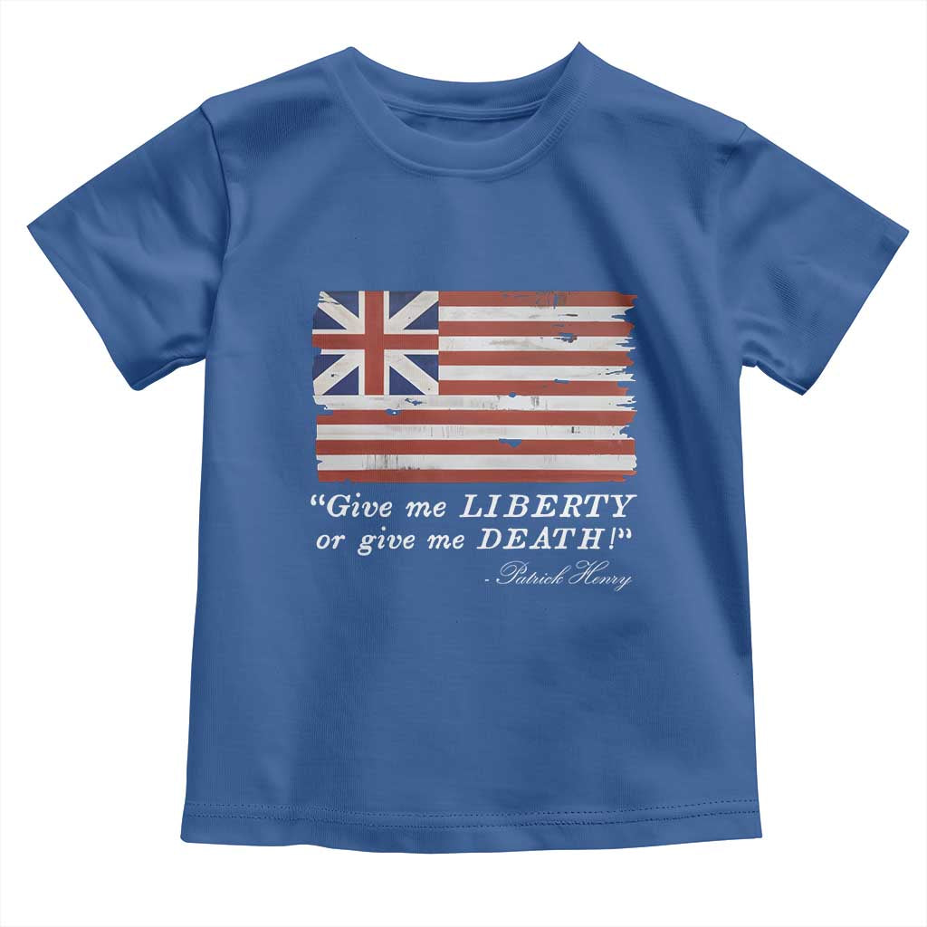 Funny Give Me Liberty Or Give Me Death Toddler T Shirt Patrick Henry Quote Grand Union Flag - Wonder Print Shop