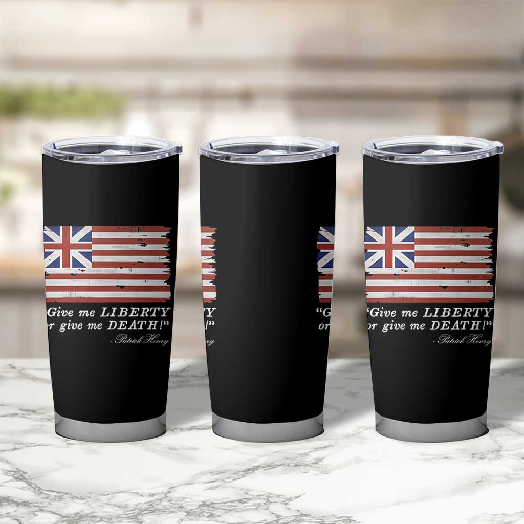 Funny Give Me Liberty Or Give Me Death Tumbler Cup Patrick Henry Quote Grand Union Flag - Wonder Print Shop