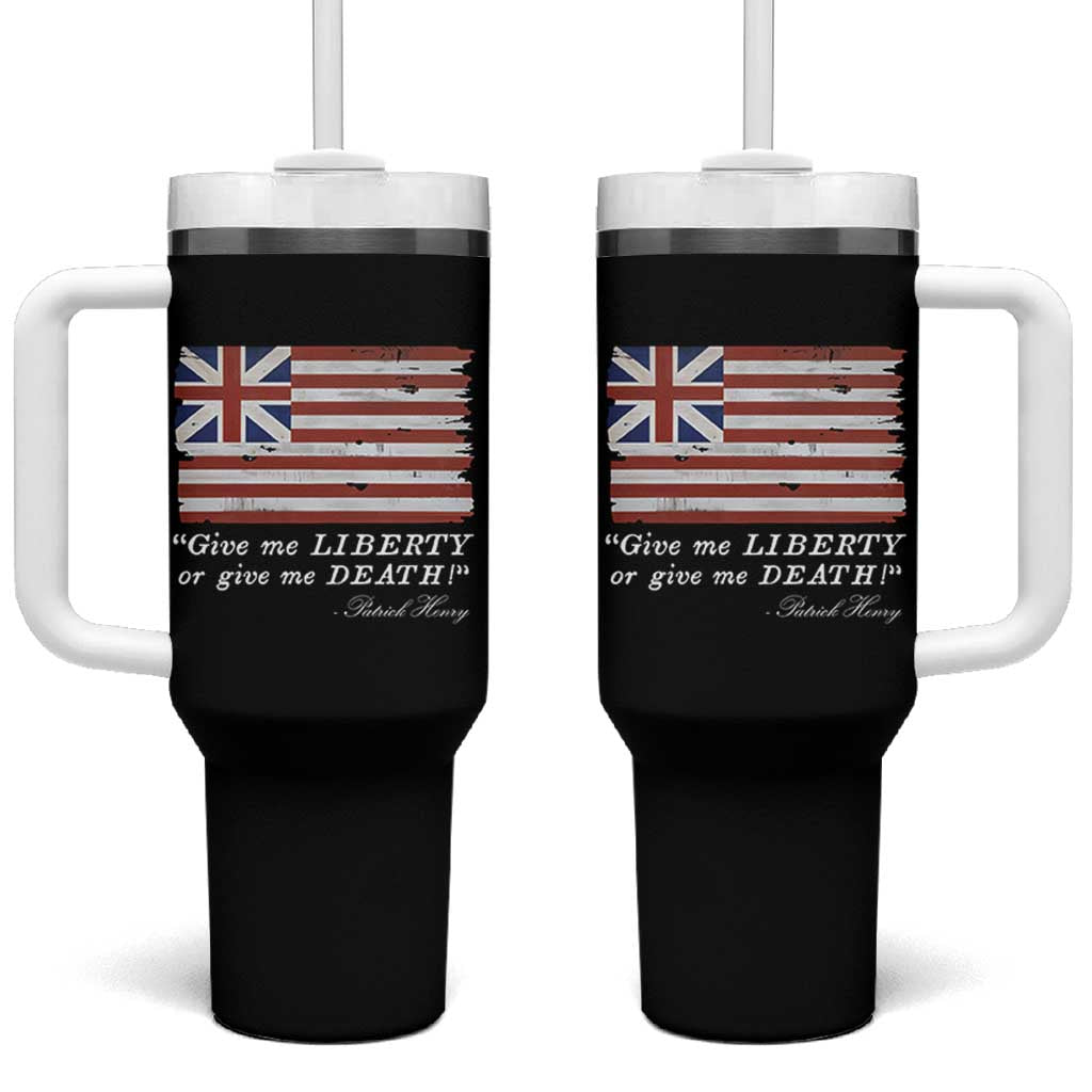 Funny Give Me Liberty Or Give Me Death Tumbler With Handle Patrick Henry Quote Grand Union Flag - Wonder Print Shop