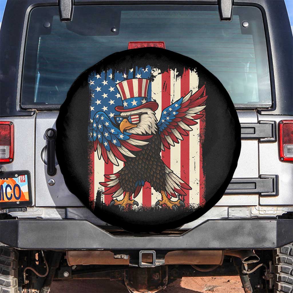 Funny Patriotic Dabbing American Flag Bald Eagle 4th Of July Spare Tire Cover - Wonder Print Shop