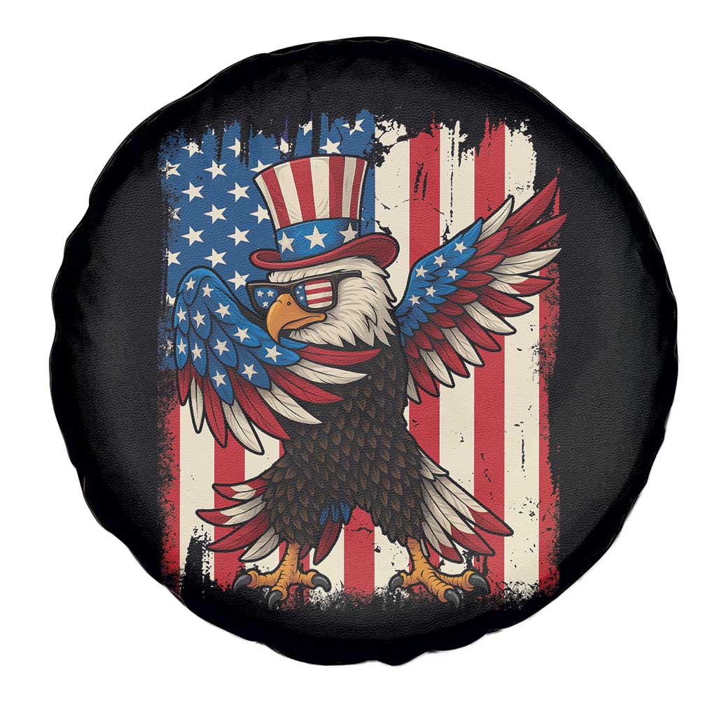 Funny Patriotic Dabbing American Flag Bald Eagle 4th Of July Spare Tire Cover - Wonder Print Shop