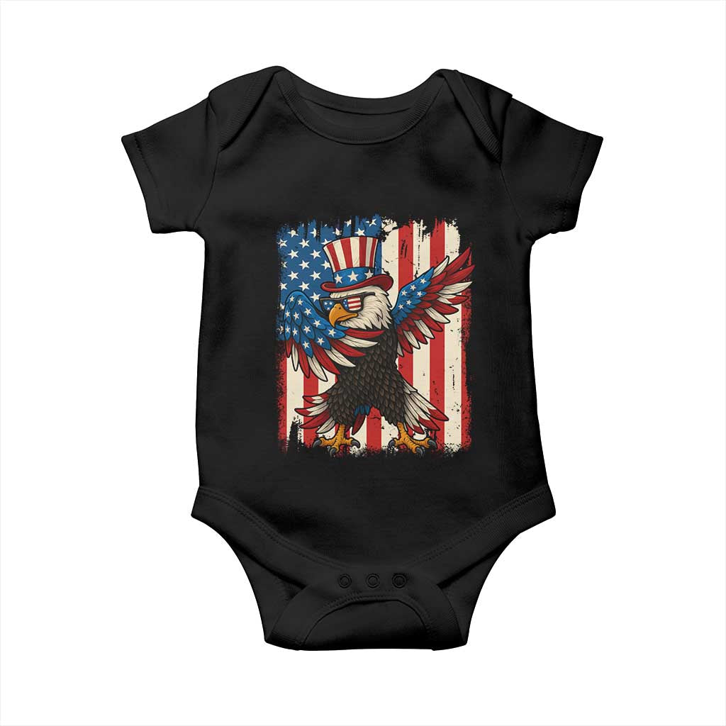 Funny Patriotic Dabbing American Flag Bald Eagle 4th Of July Baby Onesie - Wonder Print Shop