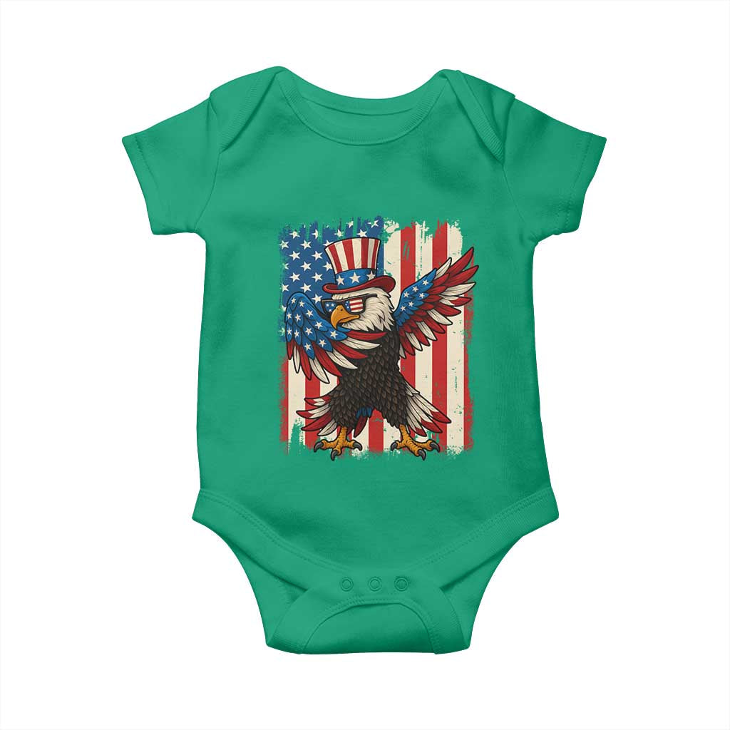 Funny Patriotic Dabbing American Flag Bald Eagle 4th Of July Baby Onesie - Wonder Print Shop