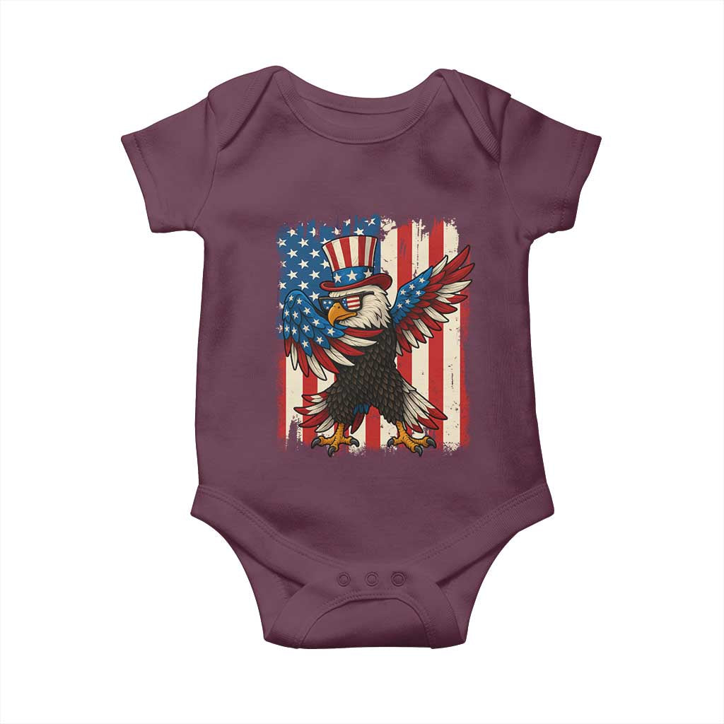 Funny Patriotic Dabbing American Flag Bald Eagle 4th Of July Baby Onesie - Wonder Print Shop