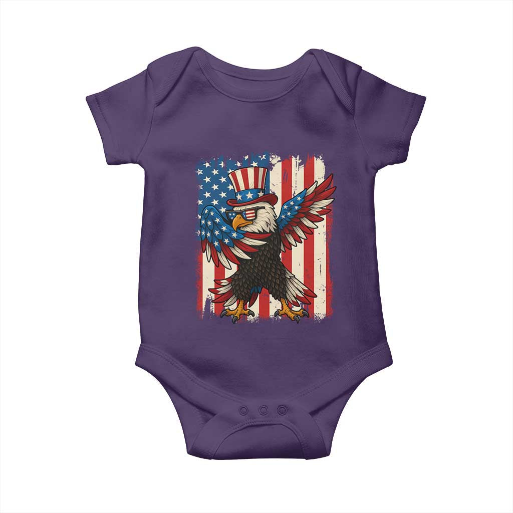 Funny Patriotic Dabbing American Flag Bald Eagle 4th Of July Baby Onesie - Wonder Print Shop