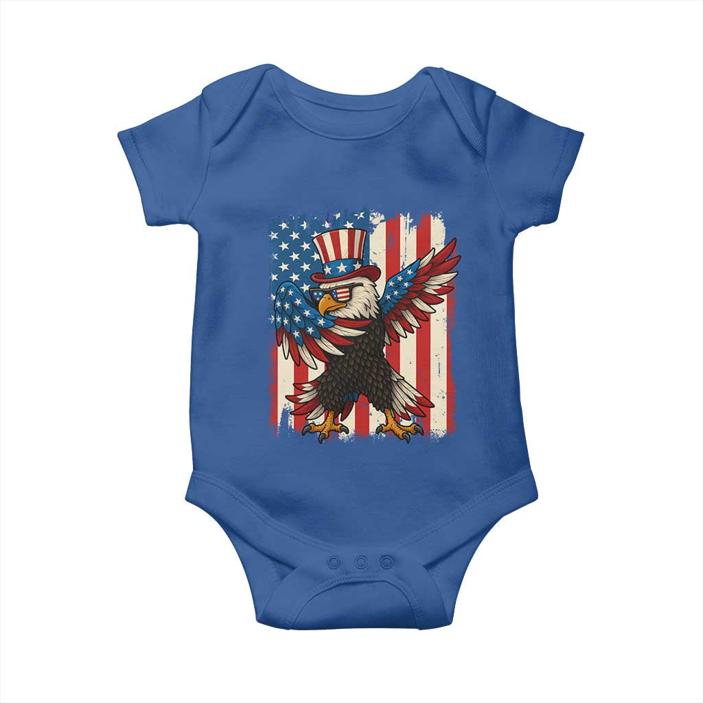 Funny Patriotic Dabbing American Flag Bald Eagle 4th Of July Baby Onesie - Wonder Print Shop
