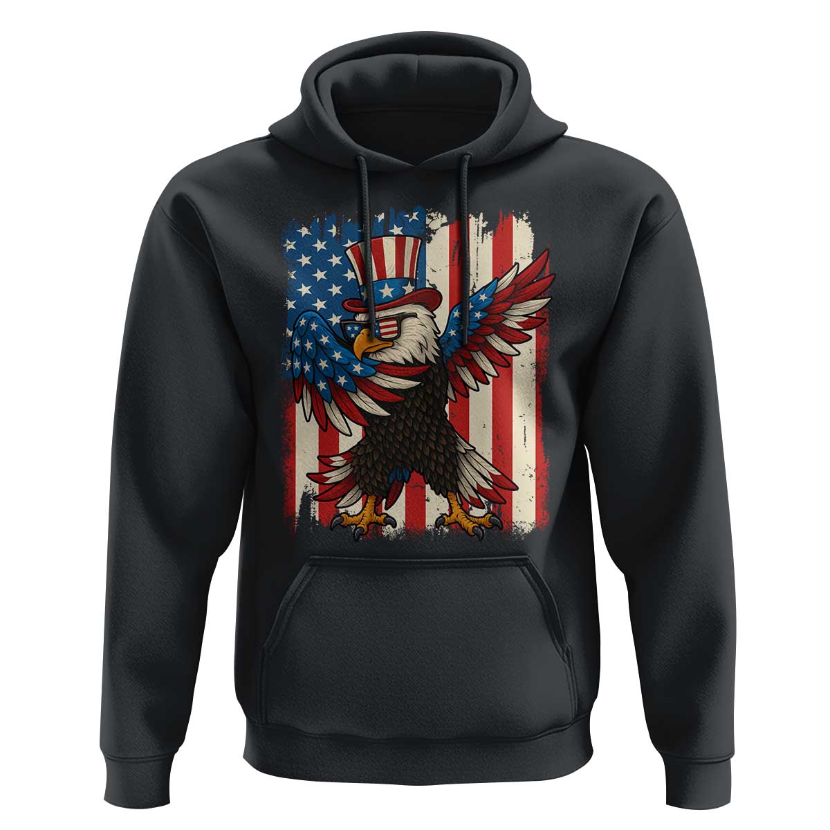 Funny Patriotic Dabbing American Flag Bald Eagle 4th Of July Hoodie - Wonder Print Shop