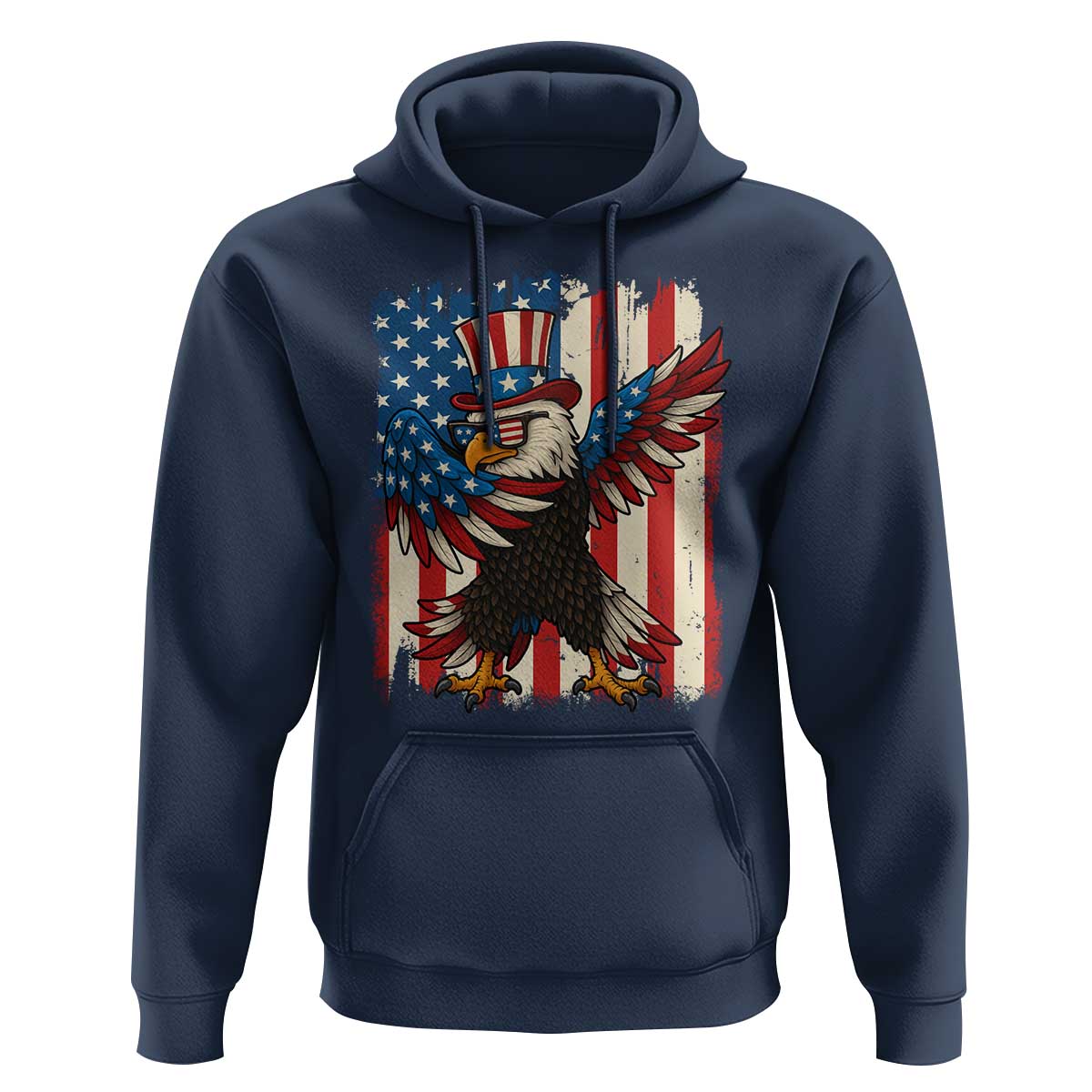 Funny Patriotic Dabbing American Flag Bald Eagle 4th Of July Hoodie - Wonder Print Shop