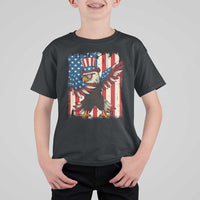 Funny Patriotic Dabbing American Flag Bald Eagle 4th Of July T Shirt For Kid - Wonder Print Shop
