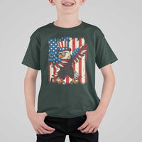 Funny Patriotic Dabbing American Flag Bald Eagle 4th Of July T Shirt For Kid - Wonder Print Shop