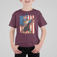 Funny Patriotic Dabbing American Flag Bald Eagle 4th Of July T Shirt For Kid - Wonder Print Shop