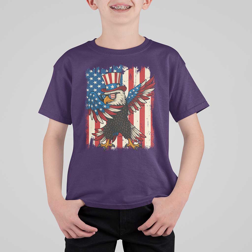 Funny Patriotic Dabbing American Flag Bald Eagle 4th Of July T Shirt For Kid - Wonder Print Shop