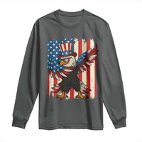 Funny Patriotic Dabbing American Flag Bald Eagle 4th Of July Long Sleeve Shirt - Wonder Print Shop