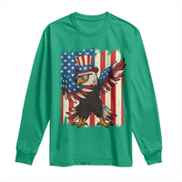 Funny Patriotic Dabbing American Flag Bald Eagle 4th Of July Long Sleeve Shirt - Wonder Print Shop