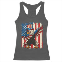 Funny Patriotic Dabbing American Flag Bald Eagle 4th Of July Racerback Tank Top - Wonder Print Shop