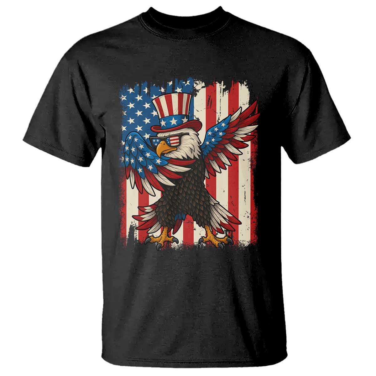Funny Patriotic Dabbing American Flag Bald Eagle 4th Of July T Shirt - Wonder Print Shop